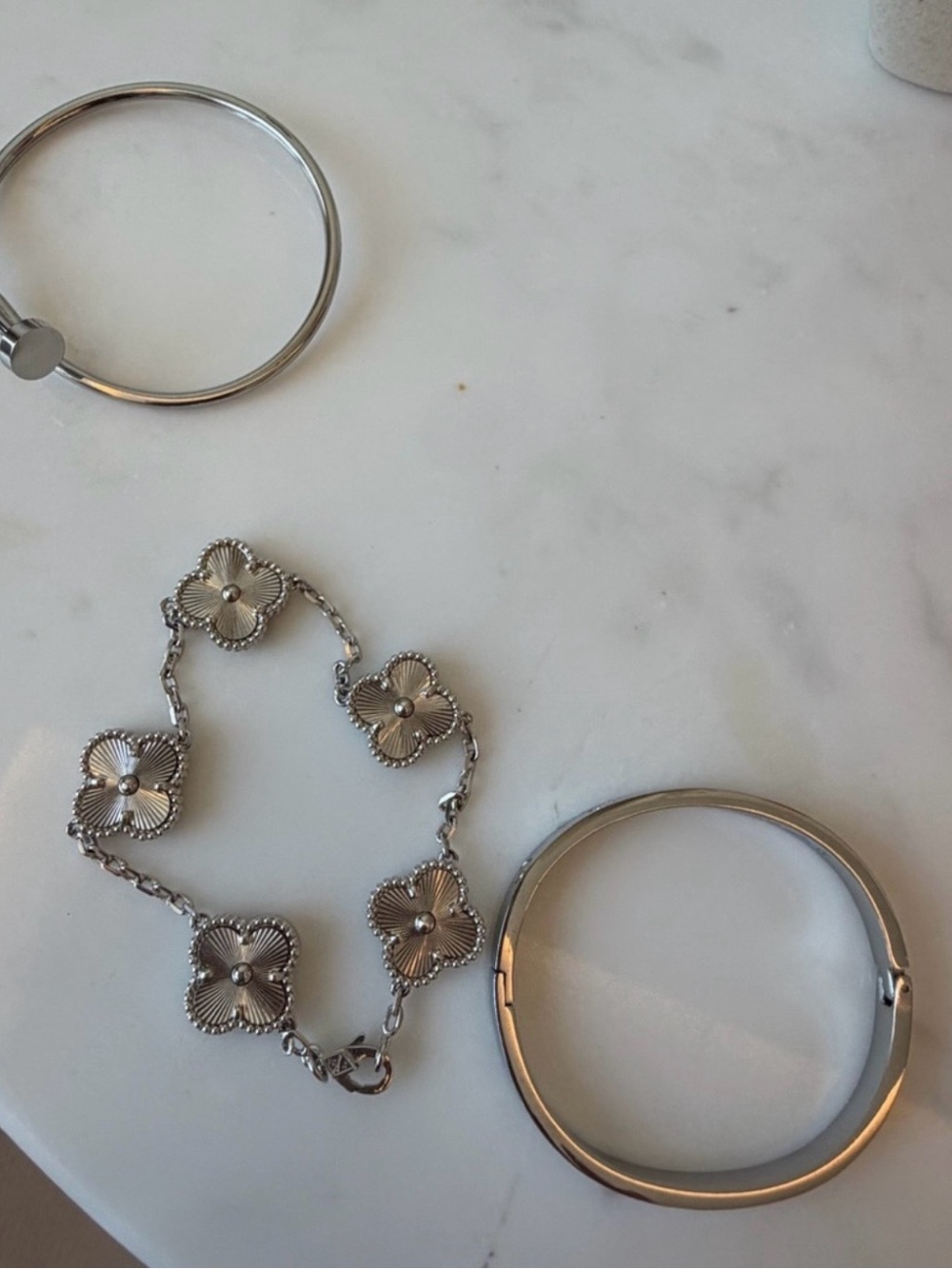 Stainless Steel Clover Motif Bracelet